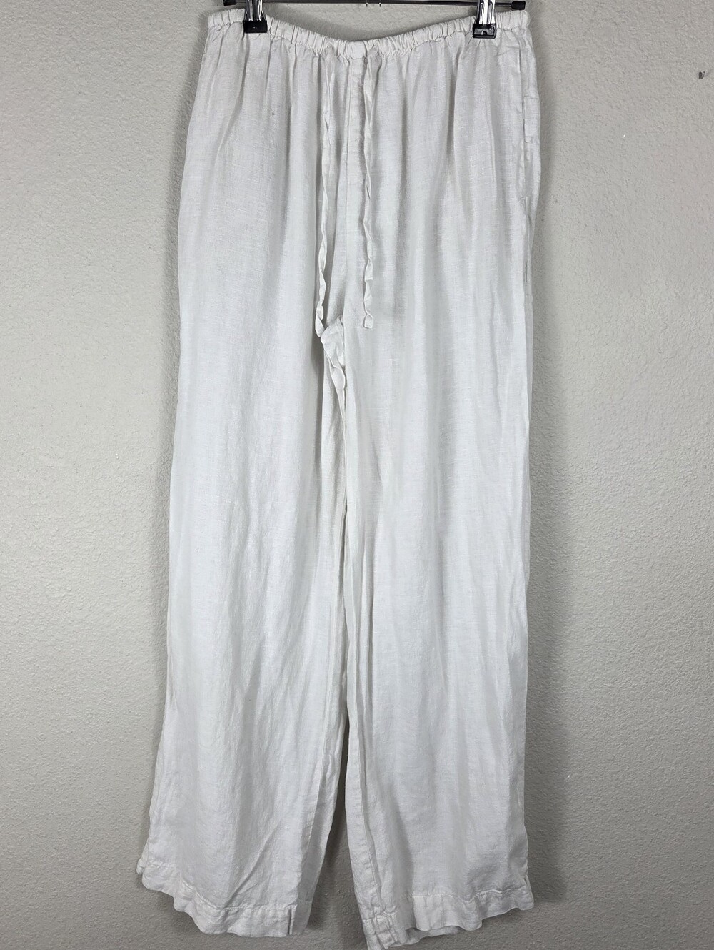 Everlane women’s The Drawstring Pant wide leg in 100% Linen birch XS Pull On